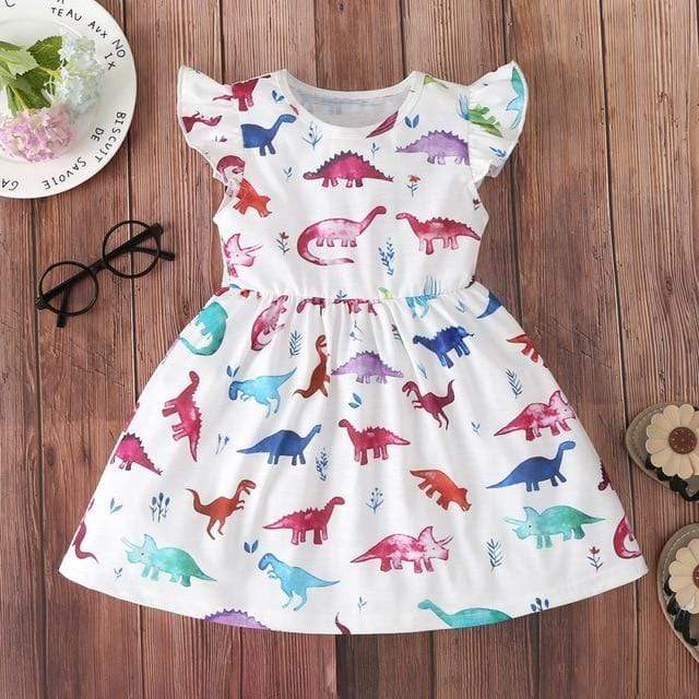 Girl's Clothing XH00188-baise / 24M Unicorn Dinosaur Dress