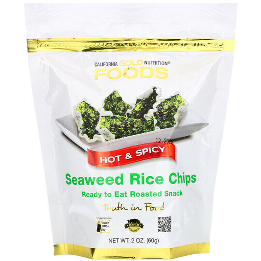 California Gold Nutrition Seaweed Rice Chips Hot and Spicy Roasted Snack 2oz NEW