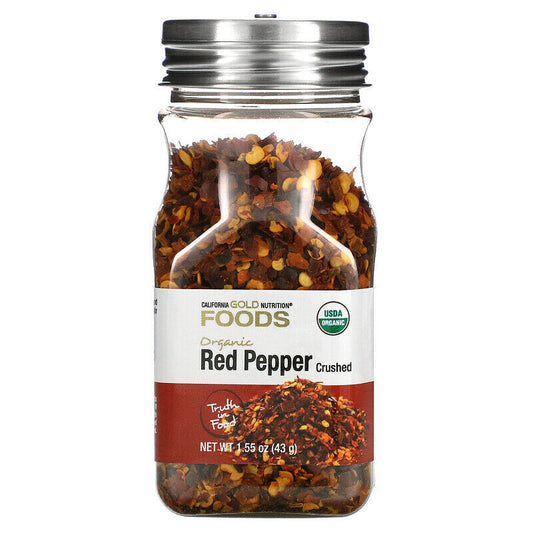 California Gold Nutrition FOODS Organic Crushed Red Pepper Vegan 1.55 oz NEW