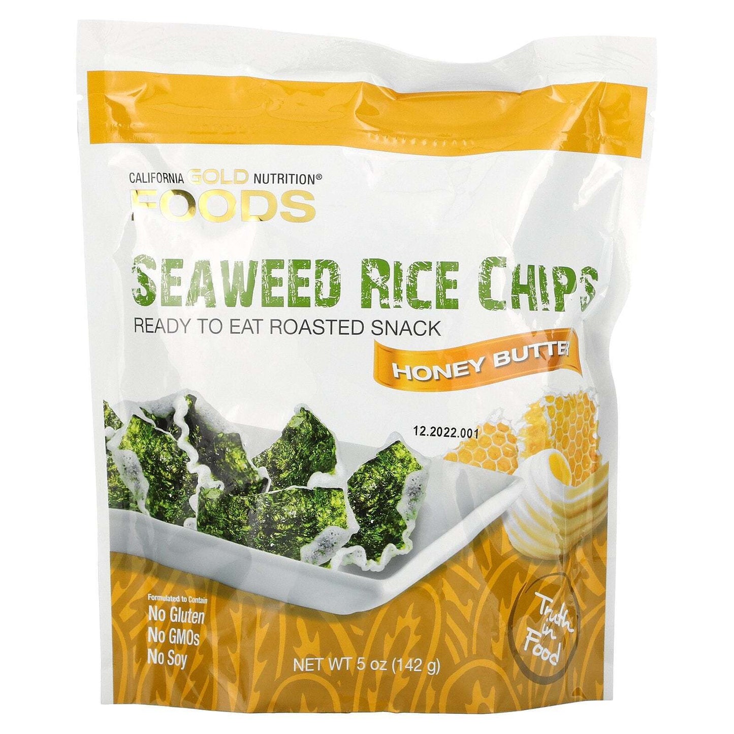 California Gold Nutrition Seaweed Rice Chips Honey Butter Flavor 5 oz NEW