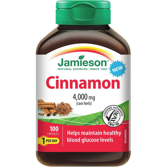 Jamieson Cinnamon 4,000 mg Raw Herb Glucose Levels Naturally Sourced 100pcs NEW