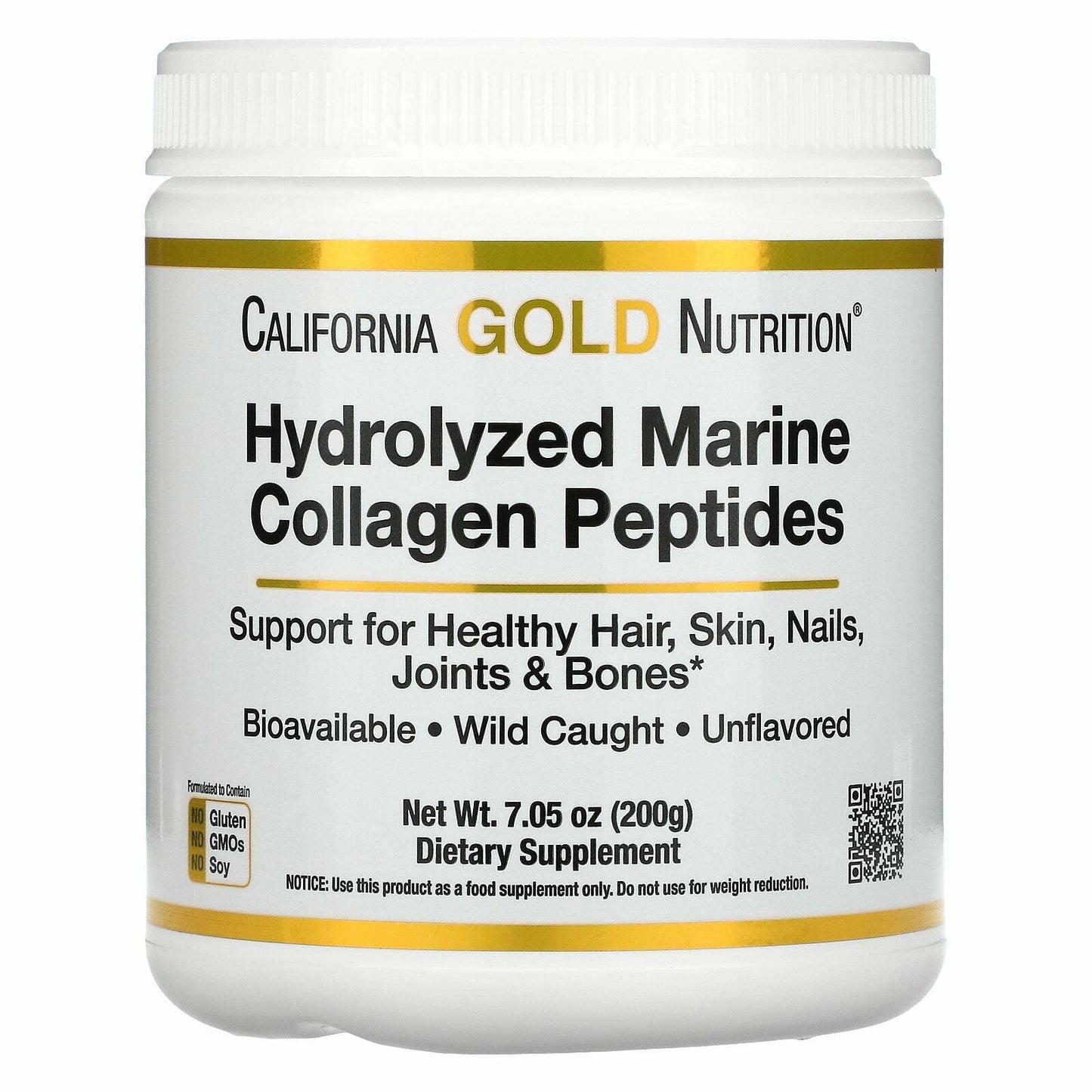 California Gold Nutrition Hydrolyzed Marine Collagen Peptide Unflavor 7.05oz NEW