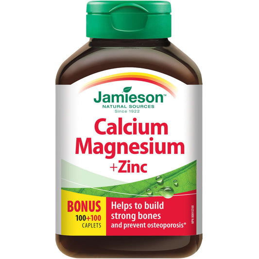 Jamieson Calcium Magnesium Zinc Caplets Absorbable Formula  2:1 Ratio 200 pc NEW