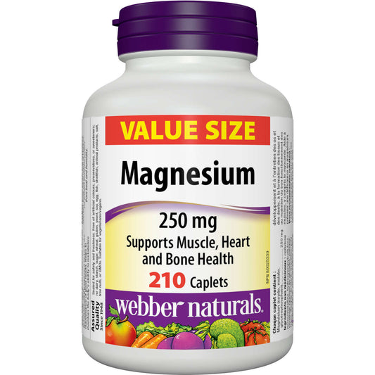 Webber Naturals Magnesium 250mg Value Size Bioavailable Oxide Bones 210 pcs NEW