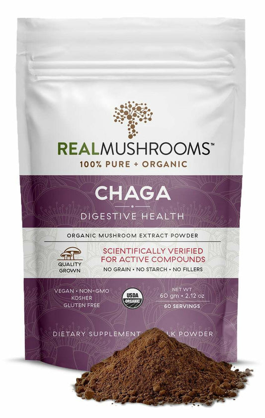 Real Mushrooms Organic Siberian Chaga Extract Powder Digestive Health 2.12oz NEW