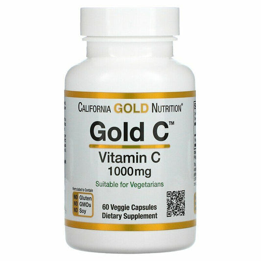 California Gold Nutrition Gold C Vitamin C 1000mg non GMO 60 Veggie caps NEW