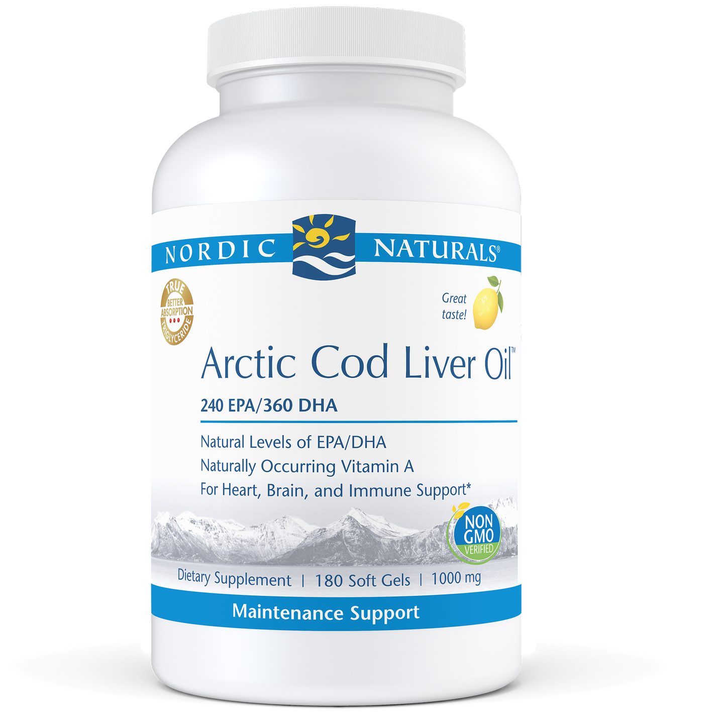 Nordic Naturals Arctic Cod Liver Oil  Lemon 180 gels