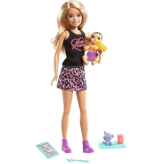 Mattel- Barbie Babysitter Doll/Baby/Accessory - Blonde- Toddler Toy